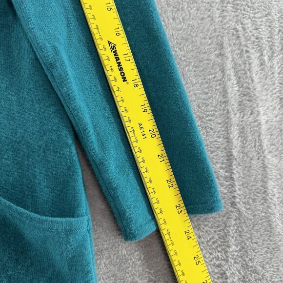 Tyler Boe Sweater Womens S Teal Cashmere Tunic Pullover V-Neck Front Pockets - Picture 8 of 11